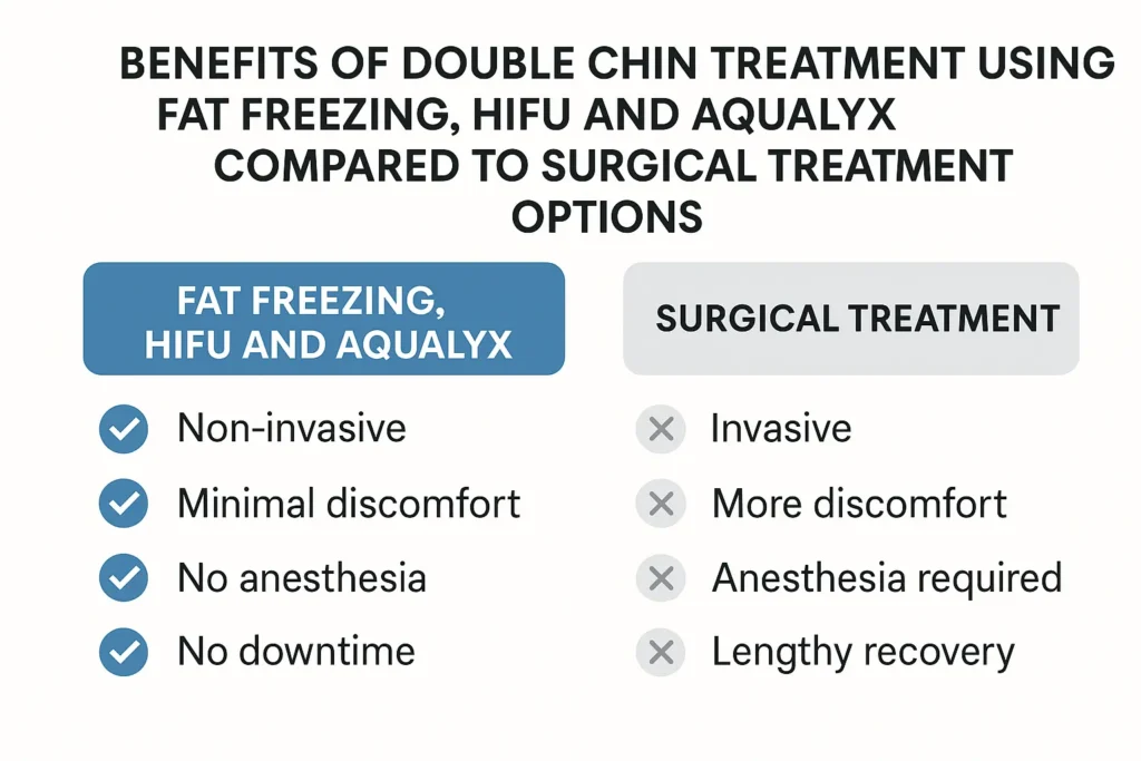 Graphic about the benefits of double chin treatment Ilford - from LA LIPO