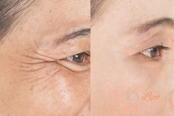 Before and after results of woman - HI-fu wrinkles reduction treatment Ilford
