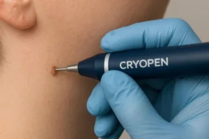 Person receiving skin tag removal Ilford